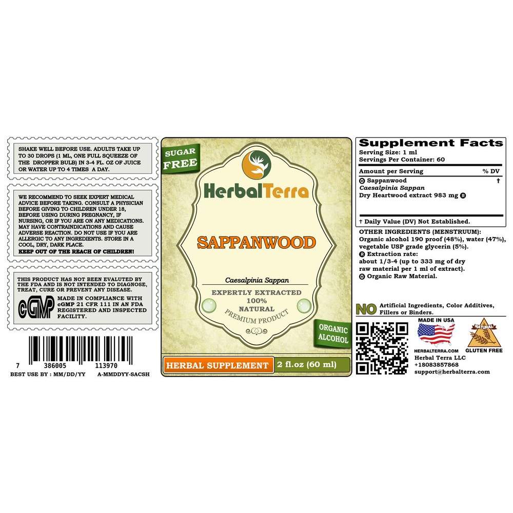 Toa Sappanwood (Caesalpinia Sappan) Tincture, Organic Dried